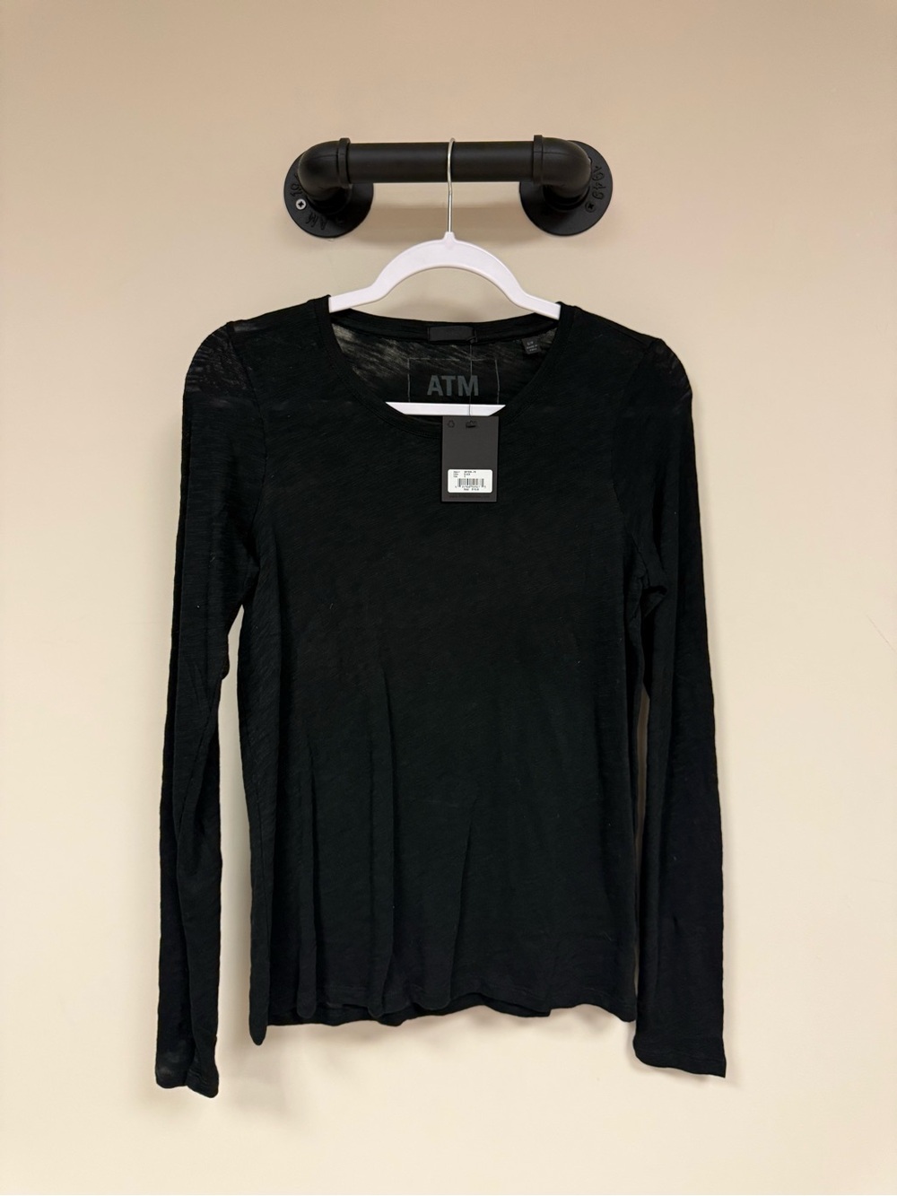 ATM Anthony Thomas Melillo Black Long-Sleeve Crewneck Tee NEW - Picture 2 of 7